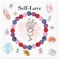 Detail of beaded Self-Love bracelet featuring colorful natural amethyst and tiger eye stones - Self-Love Healing Style 5 (Self-Love-5)