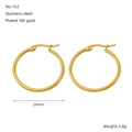 Polished 29mm stainless steel hoop earrings plated in 18k gold with threaded texture - Spiral Textured Hoop Style (ZE152G) / 29mm / Gold