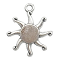 Vintage silver sun charm pendant with curved rays and top loop for DIY jewelry making - Sun 16x19mm / Antique Silver
