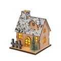 Maison de Noël en bois à LED avec toit enneigé et décoration lumineuse chaleureuse - Style B