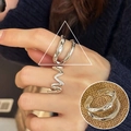 Minimalist S925 silver wave and double layer irregular water drop rings in silver finish - Double Layer Ripple/Broken Line