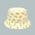 Dettaglio del cappello alla pescatora crema con motivi di ananas e cuciture fini - Ananas Bianco (14#)