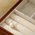 Elegant S925 silver necklace featuring a round pink pearl pendant on a wooden box - 8mm / White Gold