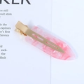 Acetate hair clip with pink and white marble pattern on a gold-tone duckbill base - 43# Acetate 7cm Seamless Clip