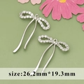 Silver bow pendant with white zircon stones, 26.2mm*19.3mm DIY jewelry accessory - ME5610B - Silver Bow Knot - 1pc