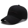 Classic black baseball cap with 3D China embroidery in premium twill cotton finish - Black with Black Embroidery