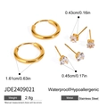 Dreiteiliges Set goldene Edelstahl-Ohrringe mit Zirkonia-Steckern und 1,61 cm Creolen - Creolen Zirkonia Kombinationsset