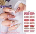 Detail of YS-009 nail wraps featuring pink roses, gold glitter and floral patterns - YS-009 (Pink Rose Glitter)