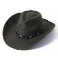 Détail d'un chapeau de cowboy en feutre vert foncé avec clous argentés et ornements - M (56-58cm) / Vert Militaire