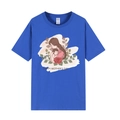 Blue Mother's Day T-shirt featuring happy mother and child illustration with red roses - XS / Royal Blue 317