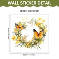 Detalle de pegatina de pared de corona de flores y colibrí de 30x30cm para decoración - Estilo Corona Floral Mariposa (CT24Y12851AT_T)