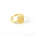 Adjustable golden stainless steel ring featuring a circular hollow peace sign symbol - Circular Hollow Pattern / Gold