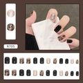 Set unghie finte con sfumature nere, stampa leopardata e glitter color champagne - Nebulosa Cosmica Tartarugato Nero (R705) / Tipo di Colla
