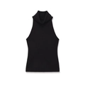 Top de punto negro sin mangas con cuello alto para mujer y corte entallado - S / Negro