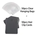 Detail view of 50 black matte hairclip display cards with clear hanging packaging bags - 7x10cm Black Hairpin Card Set (50Pcs)