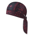 Black and red paisley durag with silky finish and long ties for hip hop street style - Metallic Red Black