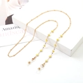 Golden eyewear chain featuring delicate white daisy charms and secure lobster clasps - 1060-9 (Daisy White/Yellow)