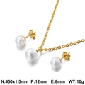 Goldschmuck-Set mit weißer Perlenkette und Ohrsteckern in 450mm Länge - Gold 12mm Perle Anhänger Set (KS115061-Z)