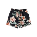 Badeshorts für Jungen mit auffälligem Blumenmuster auf Schwarz und praktischem Kordelzugbund - 152 / Marine Rosenmuster