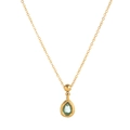 Collier en acier inoxydable plaqué or 18K avec pendentif goutte en pierre bleu clair - Pendentif séparé de Mars
