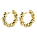 Classic gold twisted hoop earrings with 925 silver needles and vintage metal finish - Twist Style 1-Gold
