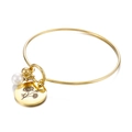 Goldenes Edelstahl-Geburtsblumen-Armband mit floralem Anhänger und Perlenakzent - November Chrysantheme-Gold (KB158040-Z)