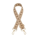 Ethnic style khaki woven adjustable wide shoulder strap with gold metal hooks for bags - Khaki Rhombus