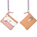 Pastel macaron multi-functional mini pouch with neck strap and heart charm detail - Apricot