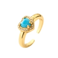 Vergoldeter offener Herzring mit blauem Stein und LOVE Gravur auf der Ringschiene - Einstellbar Offen / Blaue LOVE Stil