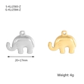 Polished elephant pendants in gold and silver finish, stainless steel 20x17mm charms - Style 1 Elephant (S-KLJ2583-Z) / Silver
