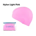 Light pink polyester swimming cap with elastic nylon fabric and zipper packaging bag - Nylon Light Pink (PE Bag)