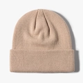 Minimalist rib-knit beanie hat in sand beige color featuring a classic cuffed design - One Size / Inner Withered Yellow