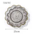 Large dark gray glass fruit plate with gold rim and hammered texture, 25cm diameter - Large / Transparent Coffee