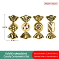 Golden plated Christmas candy ornaments with glitter patterns, 18cm festive decorations - 18cm Electroplated Gold Candy Set (4 Pcs)