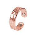 Rose gold magnetic copper ring featuring a hammered texture and open adjustable design - 2 Magnets/Adjustable Open / Copper