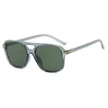 Occhiali da sole aviator squadrati montatura grigia trasparente e lenti verde scuro - Cerniera in Metallo / Grigio Trasparente Verde Scuro
