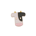 Cute enamel cow pin badge with black and white spots and gold plating on white background - Black and White Cow (C2023)