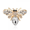 Exquisito broche de abeja dorada con cristales brillantes y diamantes de imitación - Abeja de cristal de pera (16BC203)