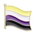Non-binary pride flag enamel pin with wavy yellow white purple and black stripes - Non-binary Wave Flag