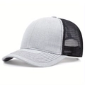 Light gray and black two-tone trucker hat with breathable mesh and curved brim - Adjustable / Gray (Black Mesh)