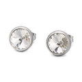Boucles d'oreilles élégantes en acier argenté avec grands cristaux clairs femme - Argent Transparent (KE51587-Z)