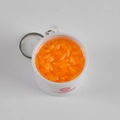 Llavero realista de tazón de gachas de naranja con letras rojas y anillo de metal - Grande / Llavero de Gachas de Arroz con Naranja