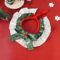 Christmas pet collar with green plaid bow and reindeer print on festive red background - Size S (1.5-4kg) / Christmas Berry Green Plaid Bib
