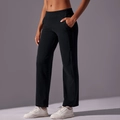 Detalle de pantalones deportivos negros de pana con cintura elástica y textura de rayas - S / Negro