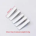 Five 32mm silver metal alligator hair clips for jewelry and DIY craft making - Silver Clip Accessories (5 Pcs)