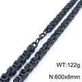 Schwarze Byzantiner-Halskette aus Edelstahl für Herren mit 8mm Breite und 600mm Länge - Schwarz (KN290044-Z)