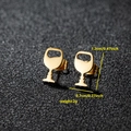 Minimalist gold wine glass stud earrings in stainless steel with size and weight info - 034 Wine Glass / Gold