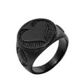 Mattschwarzer Edelstahlring mit Pik-Motiv für Damen und Herren mit Gravurdetails - US 7 / Schwarz