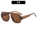 Vintage oversized square sunglasses with translucent tea frames and matching lenses, C4 - Tea Frame Tea Lens