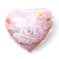 Pink heart-shaped foil balloon with I Love You text and colorful dots for Valentine's Day - 18 Inch Heart Polka Dot I Love You B0594